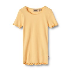 Wheat Rib T-Shirt Lace SS - Pale apricot